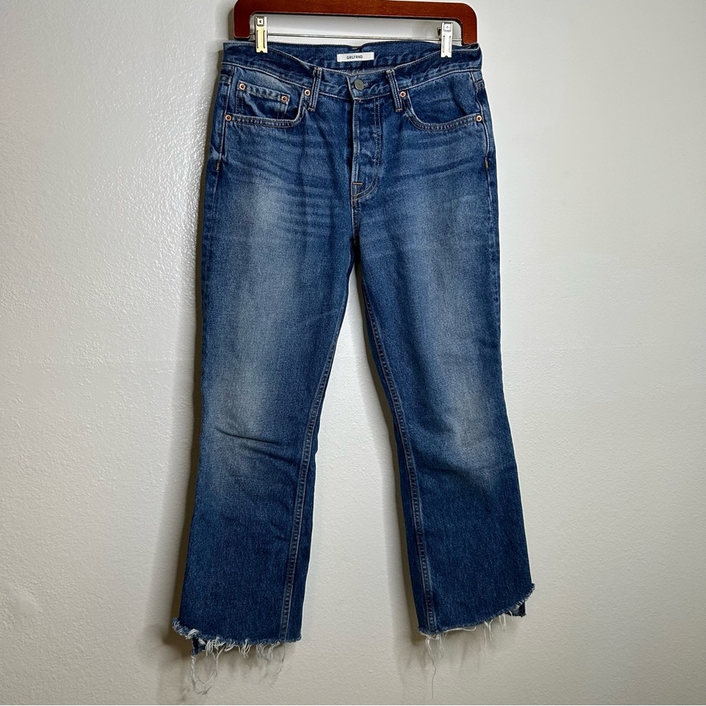 GRLFRND Tatum 100% Cotton Curved Step Hem Jeans in Turn Blue